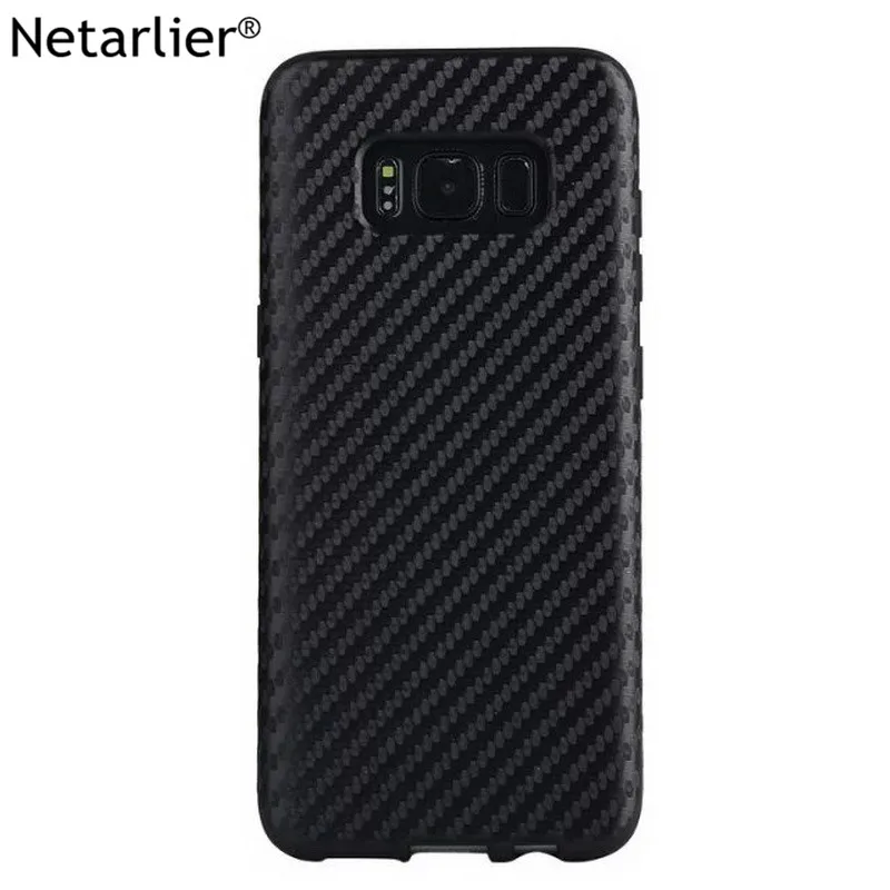 

Netarlier New Black Carbon Fibre Case For Samsung Galaxy S8 Plus S9Plus s10plus Soft Silicon Material Thick Protect Cover Case