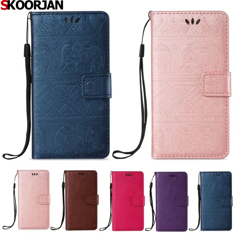 SKOORJAN For Elephant Patterns Flip Leather Case sFor