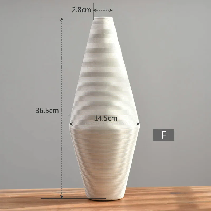 Скандинавская классическая белая художественная керамическая ваза для цветов, столовая, креативное украшение, фарфоровые вазы - Цвет: F