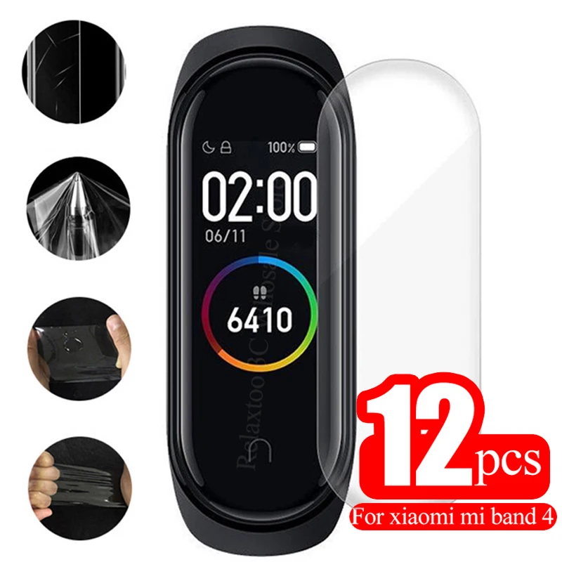 12 шт. Защитная пленка для экрана mi Band 4 для xiaomi Mi Band 4, мягкая пленка из ТПУ, умный браслет Band 4 miband4 miband, не закаленное стекло