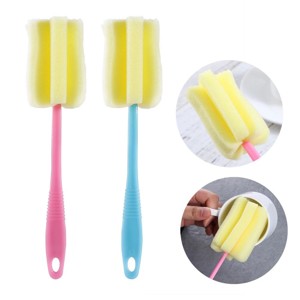 1pc Long Handle Cup Brush Sponge Cleaner Cleaning Brush Bottle Glass
