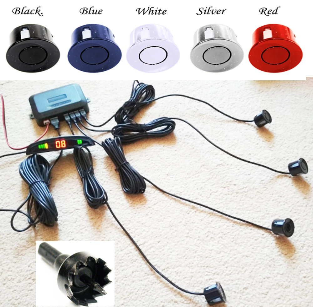 

4 Sensors Buzzer 22mm Car Parking Sensor Kit Reverse Backup Radar Sound Alert Indicator Probe System 12V Parktronic