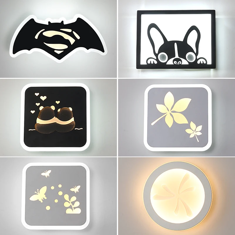 Simple Creative LED Wall Lamp LED Sconce Light Acrylic Mini Home Decoration Wall Light For Kids Baby Bedroom Bedside Sconces