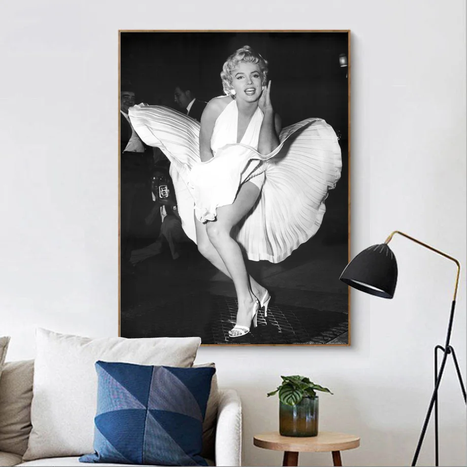 Black White Marilyn Monroe Wall Art Canvas Painting Nordic Posters And Prints Vintage Poster Wall For Living Room Decor in Painting & Calligraphy