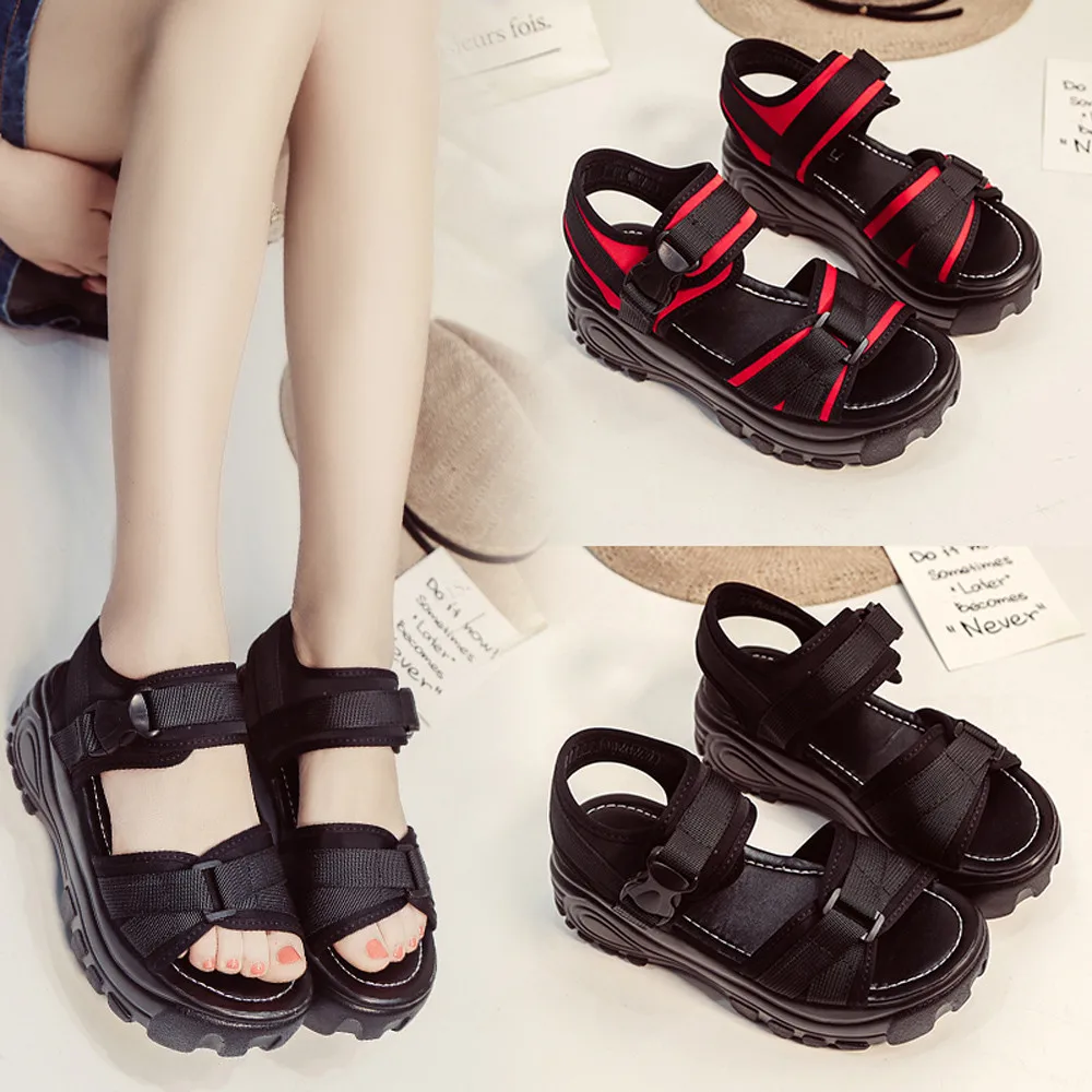 

2019 Women's Sandals Spring Summer Ladies Shoes Fashion Fish Mouth Thick Platform Wedges Loafers sandal Fashion sandalias Casual