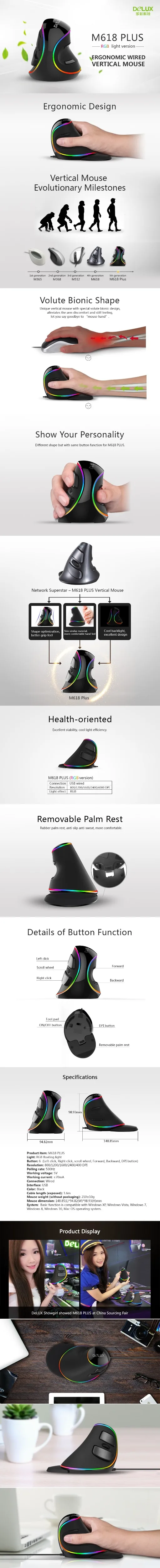 M618 Plus RGB Wired Vertical Mouse
