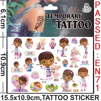 

4PCS/lot temporary tattoo sticker of blue Doc McStuffins stickers for children party present, kids birthday present, party favor