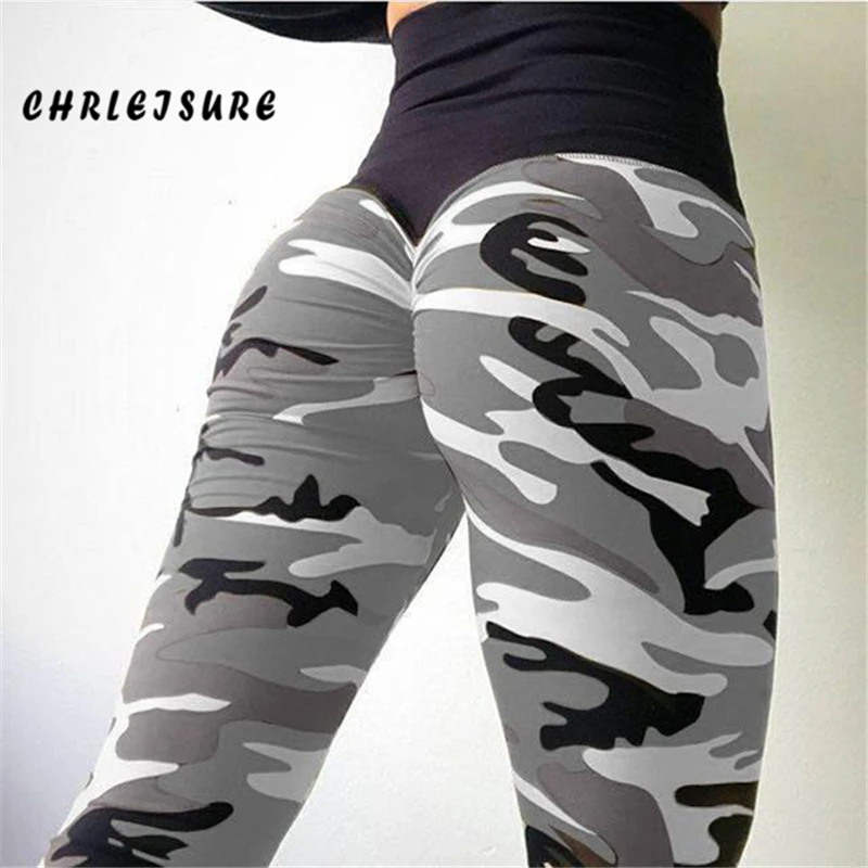 

CHRLEISURE Leggings for Women Casual Sexy Camouflage Printing High Waist Leggings Polyester Slim Large Size Exercise Leggings