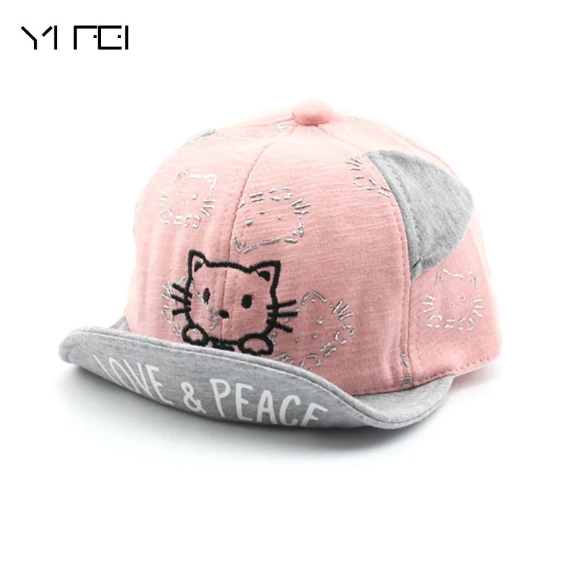 

2018 New Snapback Cat Baseball Cap Kid Girls Adjustable Caps Fashion Hello Kitty Minnie Children Hats Baby's Soft Brim Cap