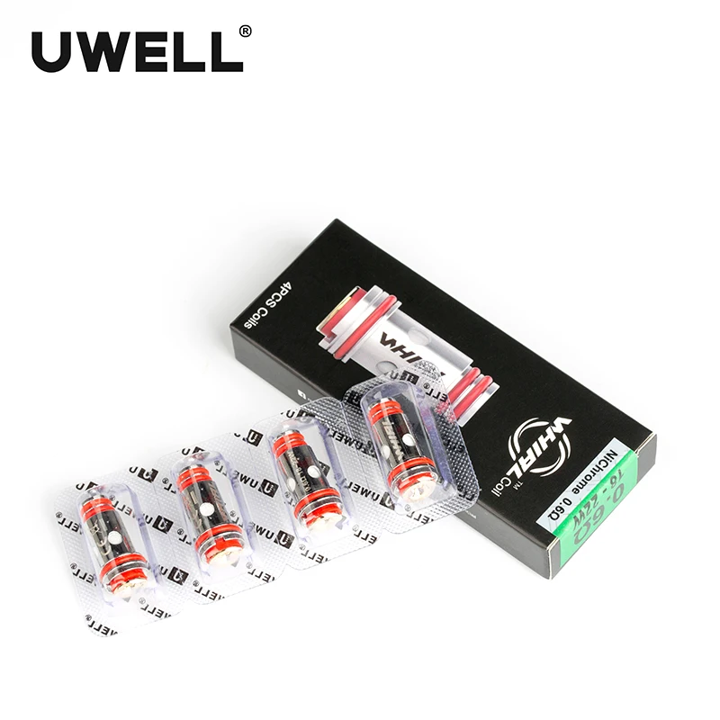 

UWELL 4 Pcs /Pack Whirl 20 & Whirl 22 Vape Kit Replacement Coils Head 0.6ohm Tank Whirl Electronic Cigarette Atomizer Core