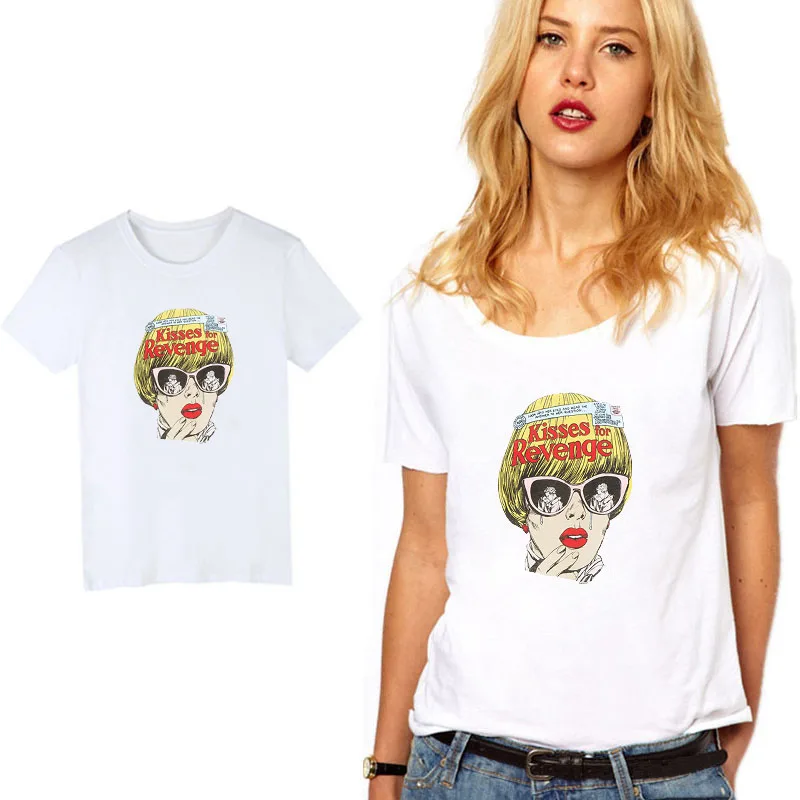 LUS LOS Kisses For Revenge Feminism Harajuku уличная одежда S 3XL летняя Модная белая женская