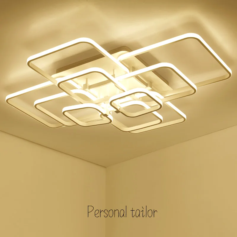 

iYoee Led Chandelier Modern For Living Room Bedroom Acrylic Ring Led Ceiling Chandelier Lighting Fixture Home LED Lustres Square