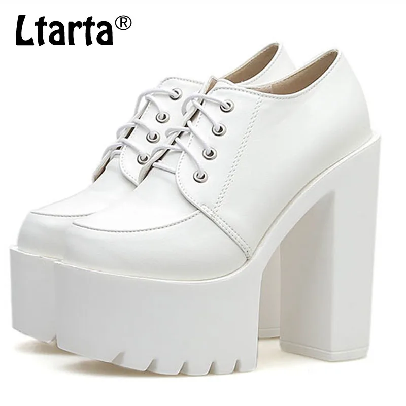 

COWCOM 2019 Ankle Boots Thin women's Shoes Waterproof Platform Thick With Lace High Heels Single Shoes JXQ-A6-3