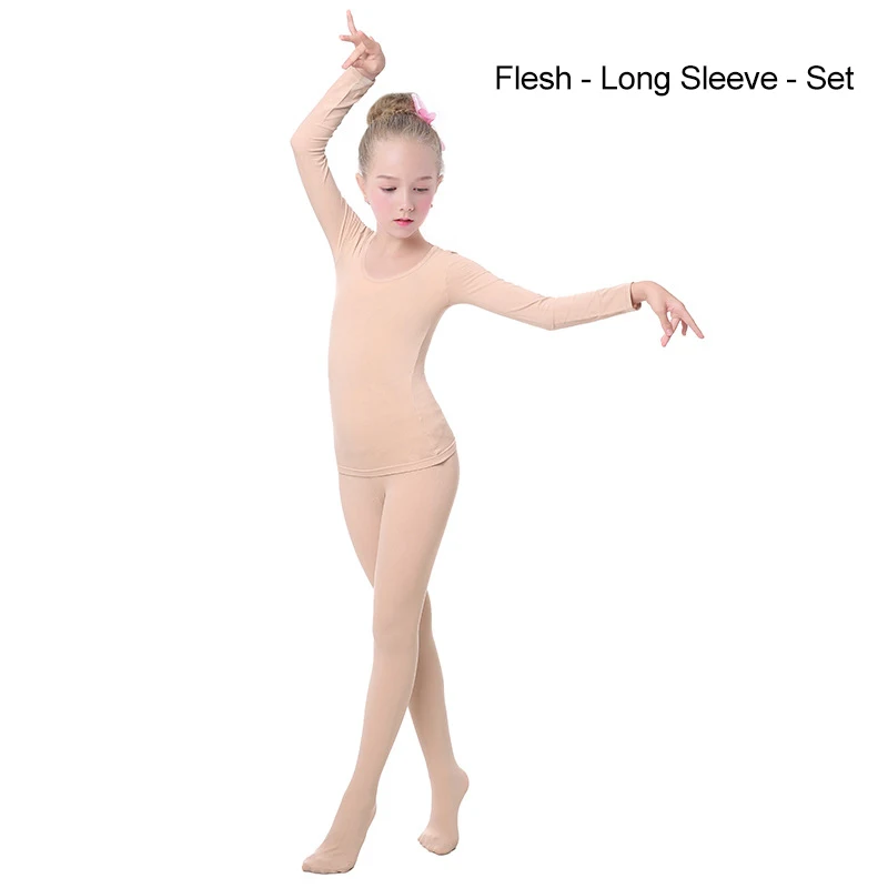 Girls Ballet Underwear Nude Dance Full Bodysuit Tights Thick Ballet Warm Up Stretch Dance Wear For Kids Leotard Sets ballet tights ballet leotard dance leotard girls dance costumes