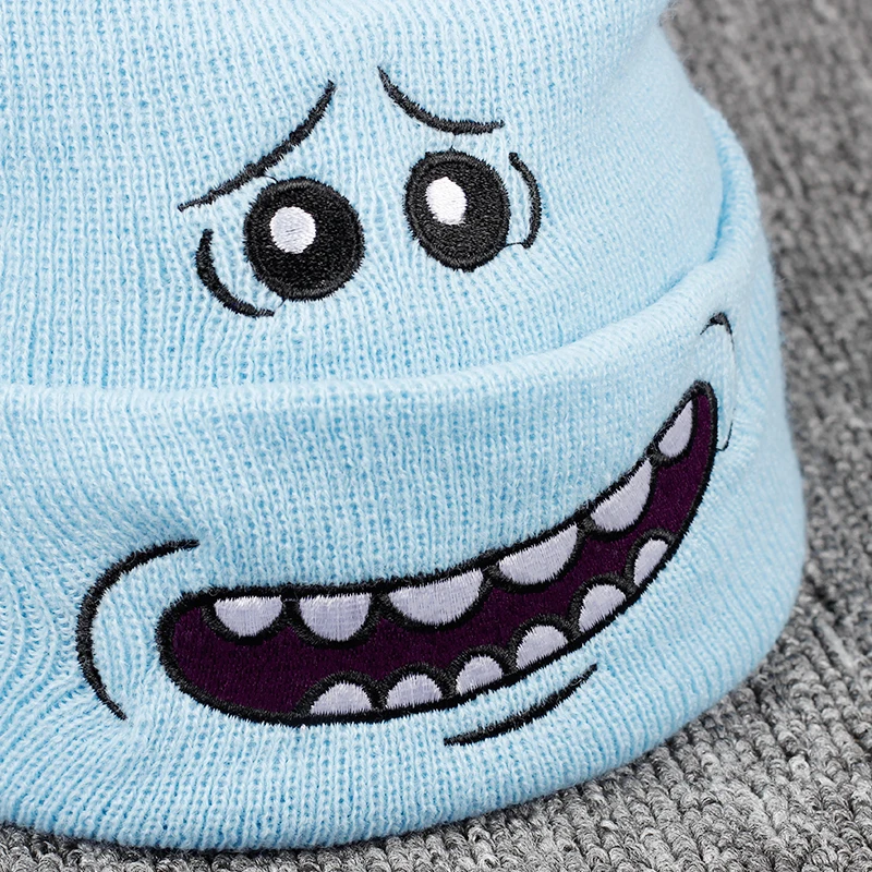 Г-н Meeseeks Вязаные шапки зима Рик и Морти Кепка аниме Теплая Мультфильм loveless Beanie спорт на открытом воздухе лыжные вязаные шапки Skullie