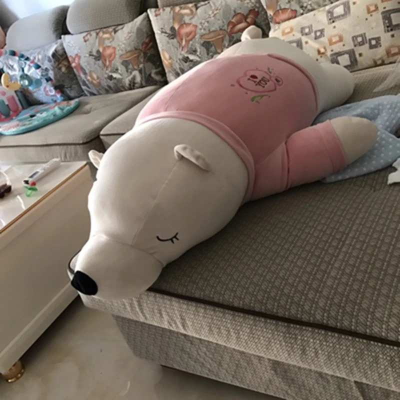 Dorimytrader Pop Cuddly Soft Fat Anime Polar Bear Plush Pillow Large Stuffed Animals White Bear Toy Doll Nice Gift Decoration 80cm 100cm 130cm DY50083 (32)