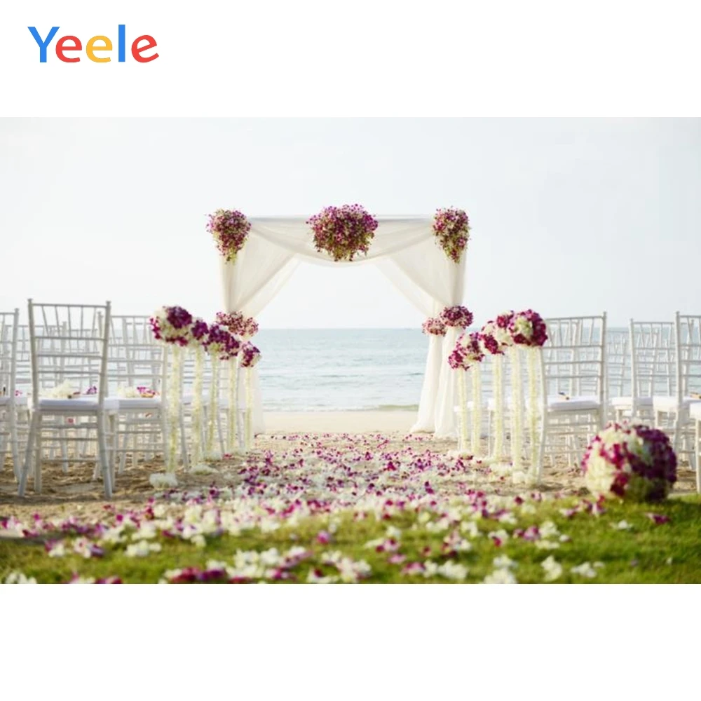 

Yeele Beach Curtain Flower Seaside Wedding Portrait Photography Backgrounds Customized Photographic Backdrops For Photo Studio