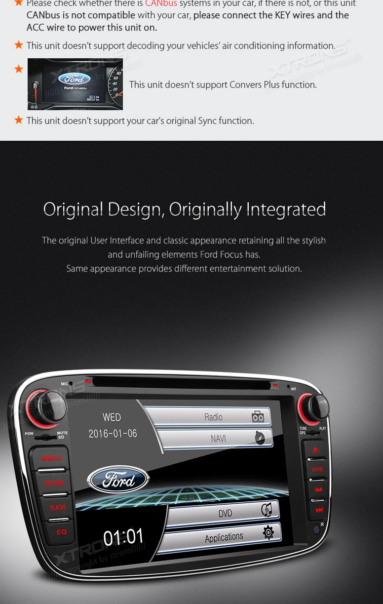 Perfect 7" Special Car DVD for Ford S-Max 2008-2011 & Galaxy II 2006-2011 & Focus II 2008-2011 with Original UI/Original Appearance 4