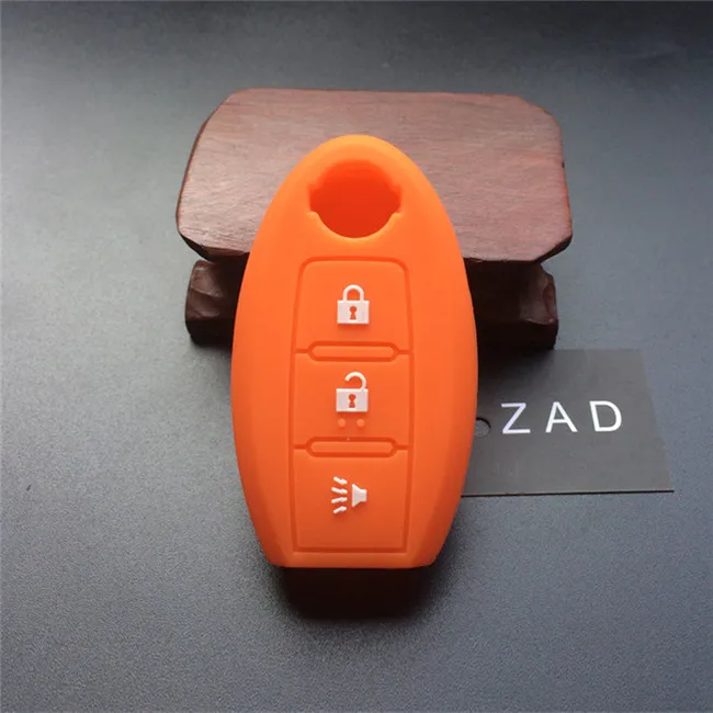 ZAD силиконовый для ключа автомобиля чехол оболочка для Nissan Teana X-Trail Qashqai Livina GTR Tiida Sunny March Мурано Geniss Almera - Название цвета: Оранжевый