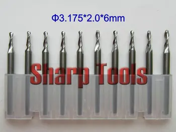 

10PCS 3.175*2.0*6mm Two Flute Carbide Ball Nose End Mill Set CNC Wood Carving Bits Endmill Milling Cutter for 3D Carving Machine