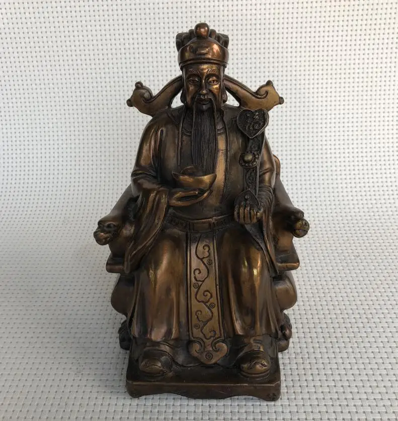 

Pure copper Fortuna ornaments Wencao god bronze statue Yuanbao cornucopia sitting Fortuna statue home decoration crafts