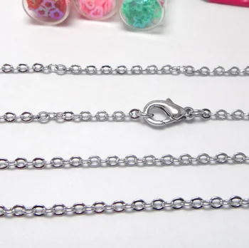 

100pcs/lot 45cm Rhodium Jewelry Link O Chains Necklace with Lobster Clasps