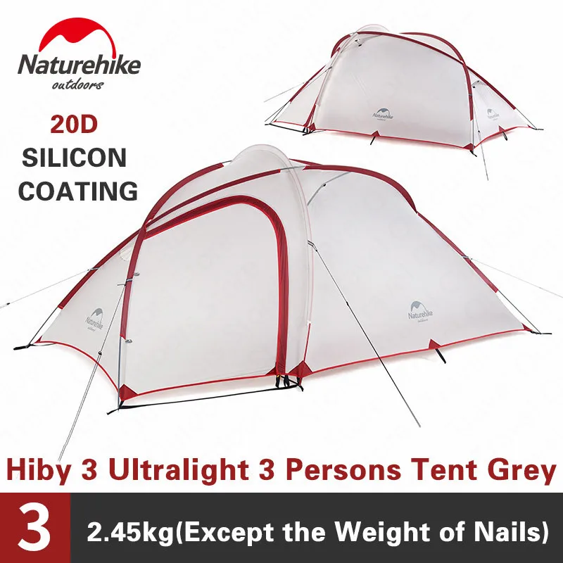 US $187.50 Naturehike Outdoors Tent Hiby3 Ultralight 2 3 Persons 20D Silicone Waterproof Double Layer 4 Season Family Tent NH17K230P