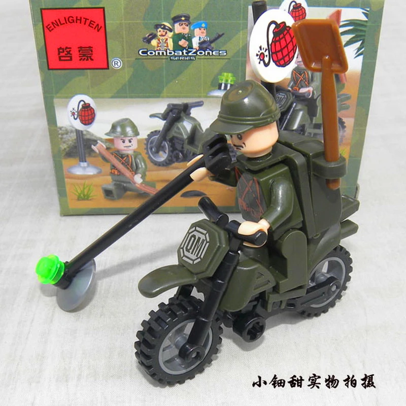 ENLIGHTEN 829 город военный саперный мотоцикл Строительные блоки Кирпич совместимый Technic Playmobil игрушки для детей
