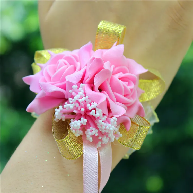 2019 New Arrival Wrist Corsage Hand Corsage Flowers Wedding Corsages Hand Flower Bracelet For Bridesmaids Prom Bracelets Hot