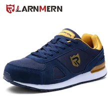 LARNMERN Men Safety Shoes Steel Toe Suede Work Shoes Casusl Breathable Sneaker Protective Footwear