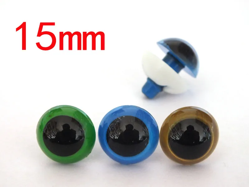 Free shipping!!!green/blue/gold 3color 15mm mixed color safety eyes with white washer toy accessories