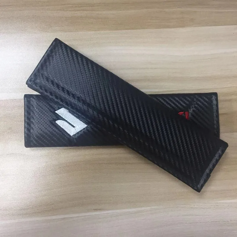 

Car Seat Belts Covers Padding Carbon Fiber Leather Belt Shoulder Sleeve For suzuki