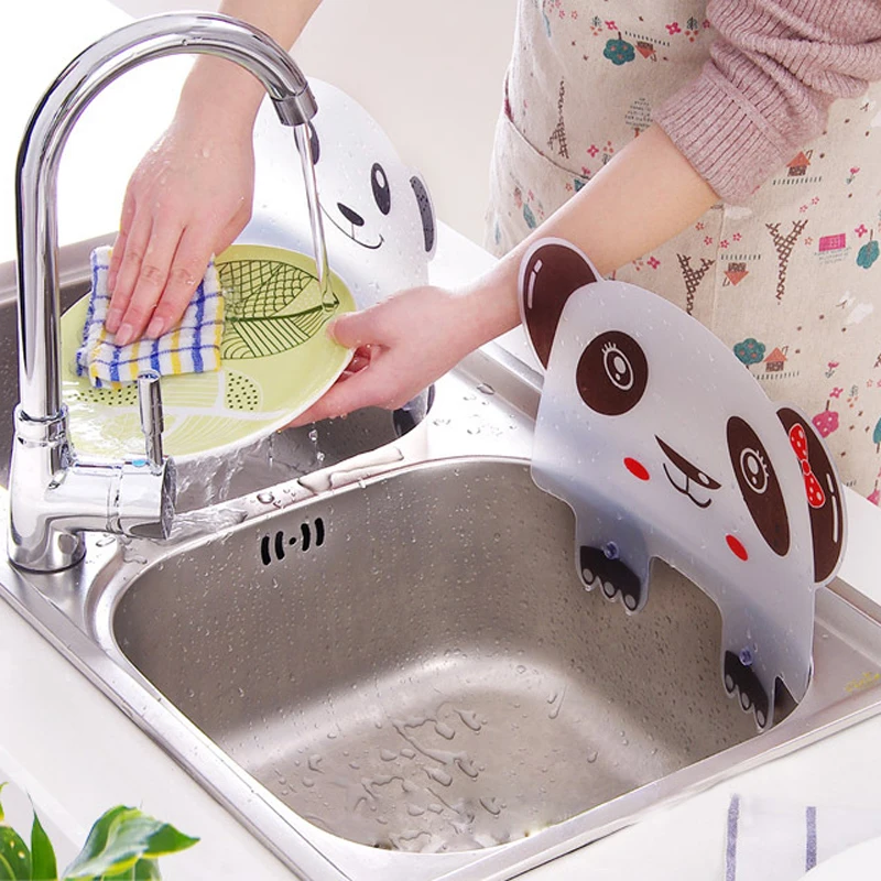 Cartoon Shape Water Splash Guard Baffle Board Sucker Wash Basin Sink Board Kitchen Gadgets Impermeable Water Baffle Plate