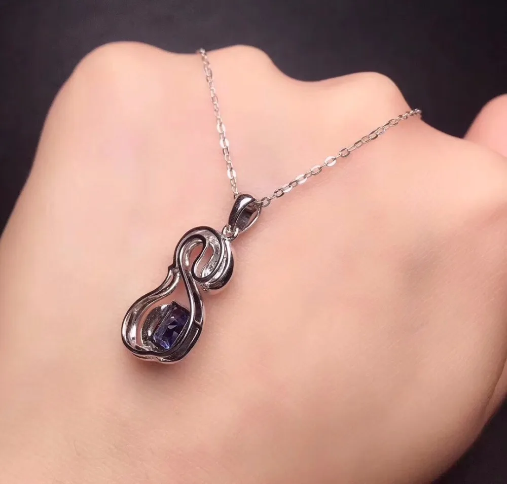 Настоящие хорошие драгоценности чистый 18 K Белый Золотой AU750 натуральный Василек синий сапфир 1.16ct подвески из драгоценных камней для Для женщин Цепочки и ожерелья