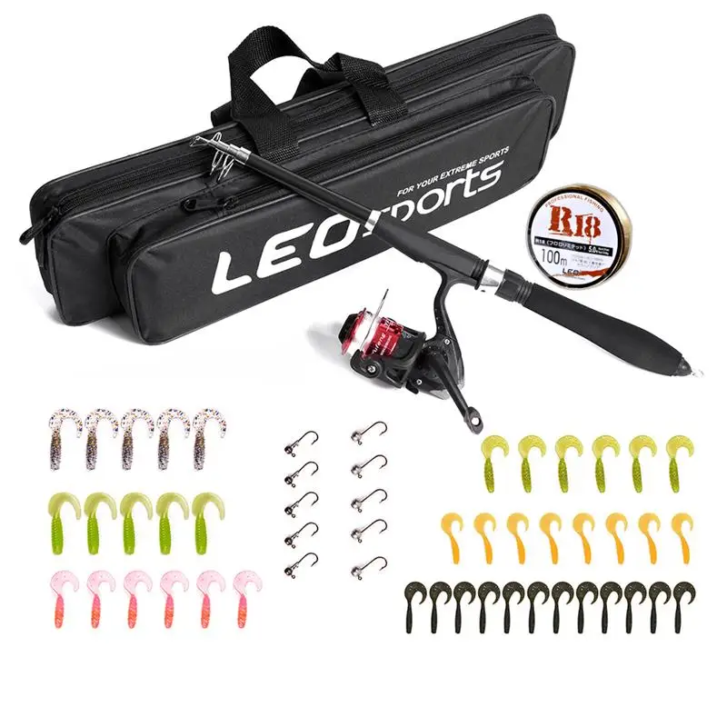 

RUNACC Telescopic Fishing Rod and Reel Combos Multi-functional Fishing Pole Spinning Reel Set Practical Fishing Tackle Kit