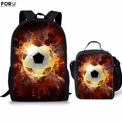 FORUDESIGNS/3 шт./компл. холст детские школьные сумки 3D огонь Soccerly/мяч для ног 16 дюймов Детские рюкзаки для мальчиков и девочек школьная сумка