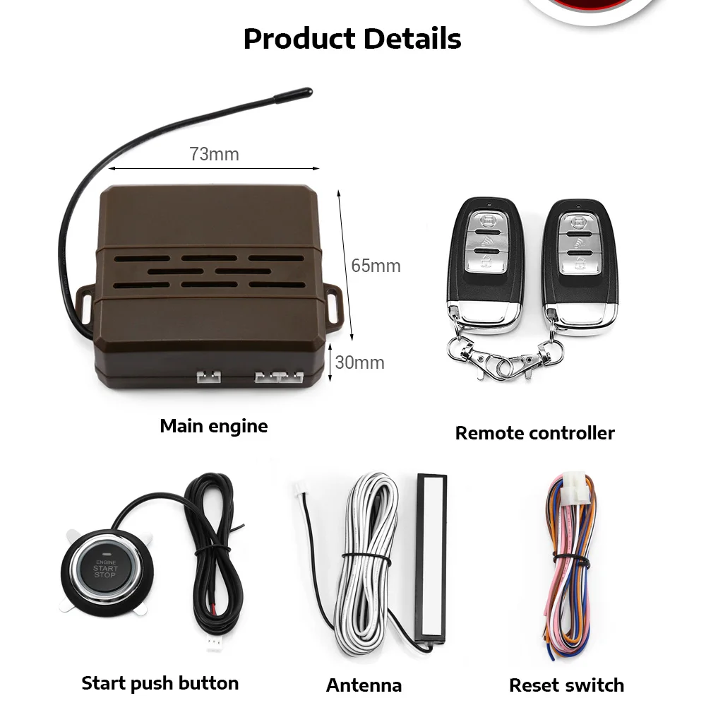 

12V Car Remote Control Kit Push Button Start-up RFID Anti-theft Device Auto Door Lock Unlock Keyless Entry System for VW Ford