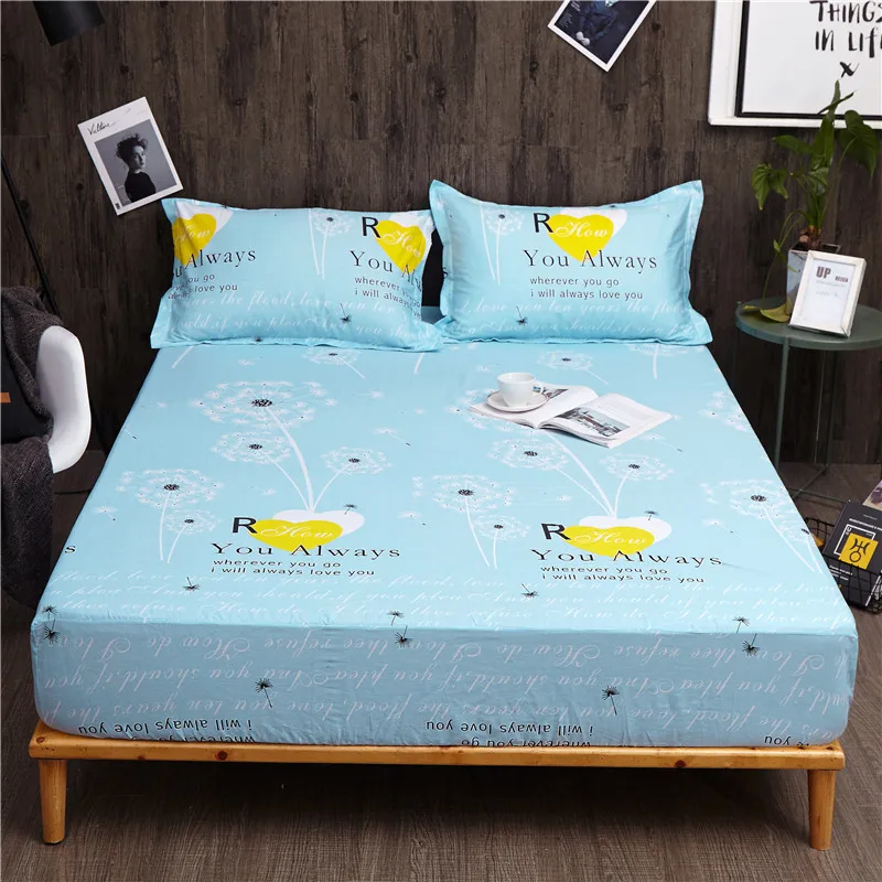 

1 Piece 100% Cotton Fitted Sheet Dandelion Print Bed Sheet For Single Double Bed Kids Adults XF637-26 (No Pillowcase)
