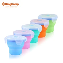 KingCamp портативная силиконовая складная чашка с крышкой Складная красочная дорожная походная чашка 250 мл
