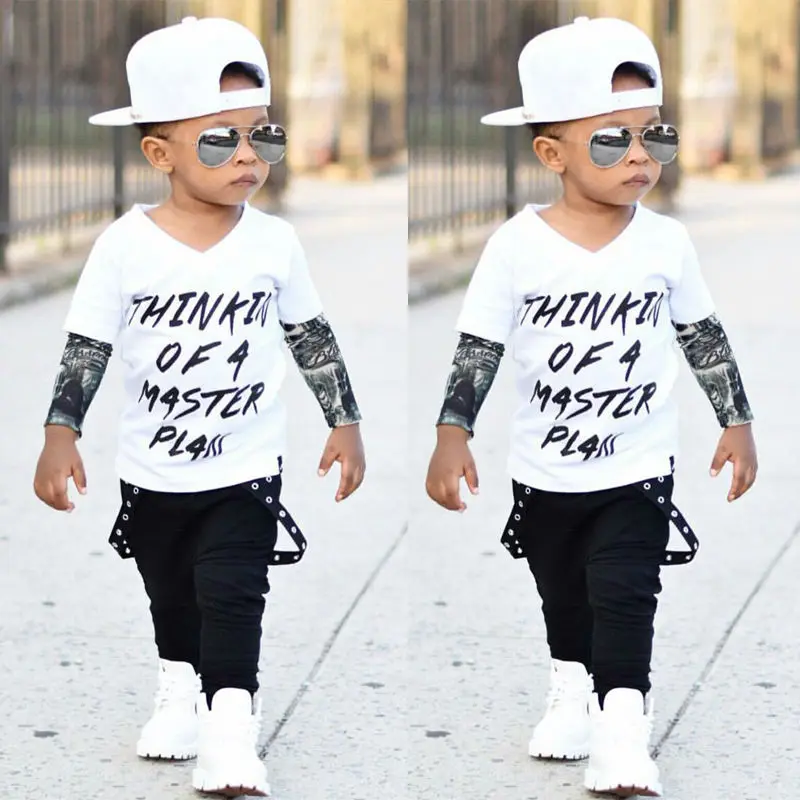 HOT Casual Newborn Baby Boy Infant 2PCS Set T-shirt+Pants Overall Outfit Clothes 