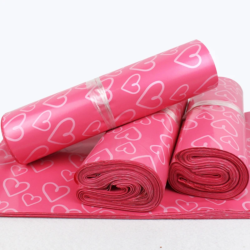 Поли почтовый розовый в форме сердца цвет почтовый конверт почтовые сумки упаковка по почте посылка пластиковый курьер самоклеющиеся