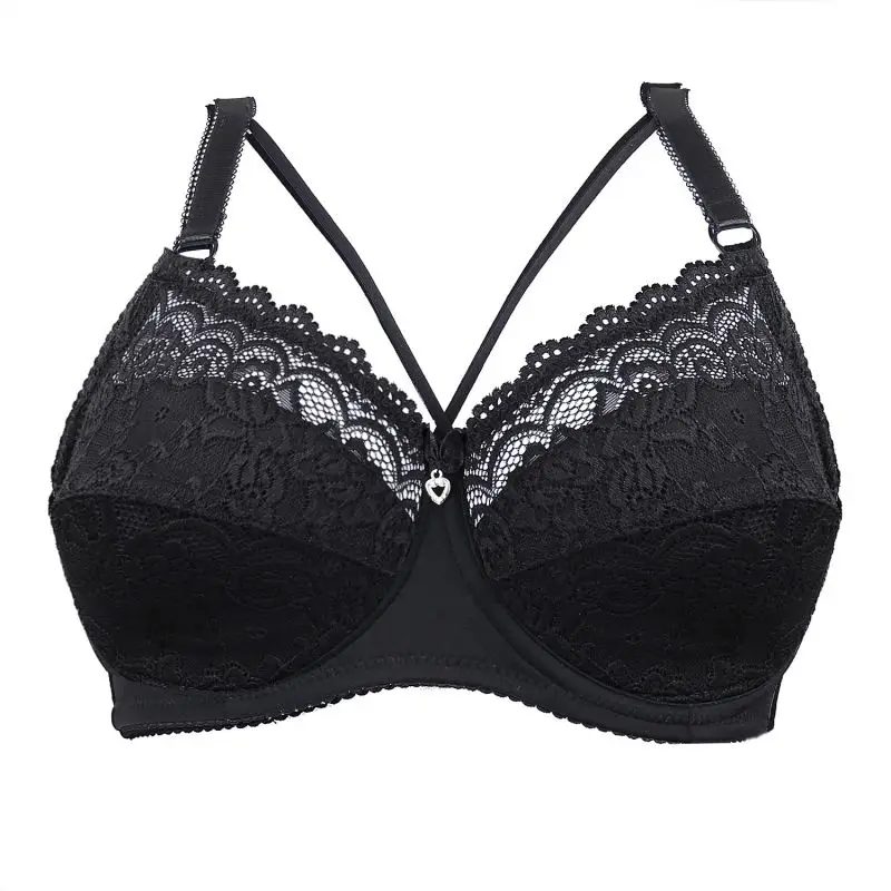 

2019 Plus Size Bra Ultrathin Lace Bralette For Woman Racerback Push Up Brassiere Underwire Bras