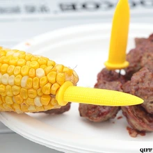 Прямая поставка Нержавеющая сталь Кукуруза в початках держатели шампуры вилки барбекю еда желтые палочки