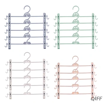 

5pcs Stackable Hanger Rack Strong Plastic Pants Trouser Skirt Add-On Hanger with Adjustable Clip and hook Non Slip Space-Saving