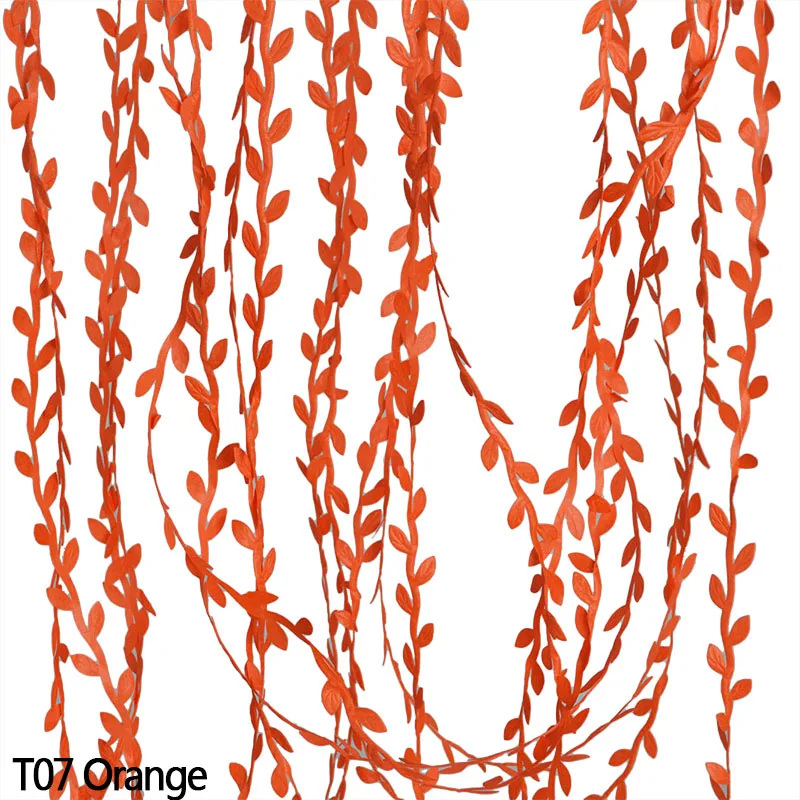 10/20 метров зеленые листья из ротанга шелковые листья искусственные DIY ВЕНОК Гирлянда Свадебные украшения подарок Скрапбукинг Ремесло поддельные цветы - Цвет: T07 Orange