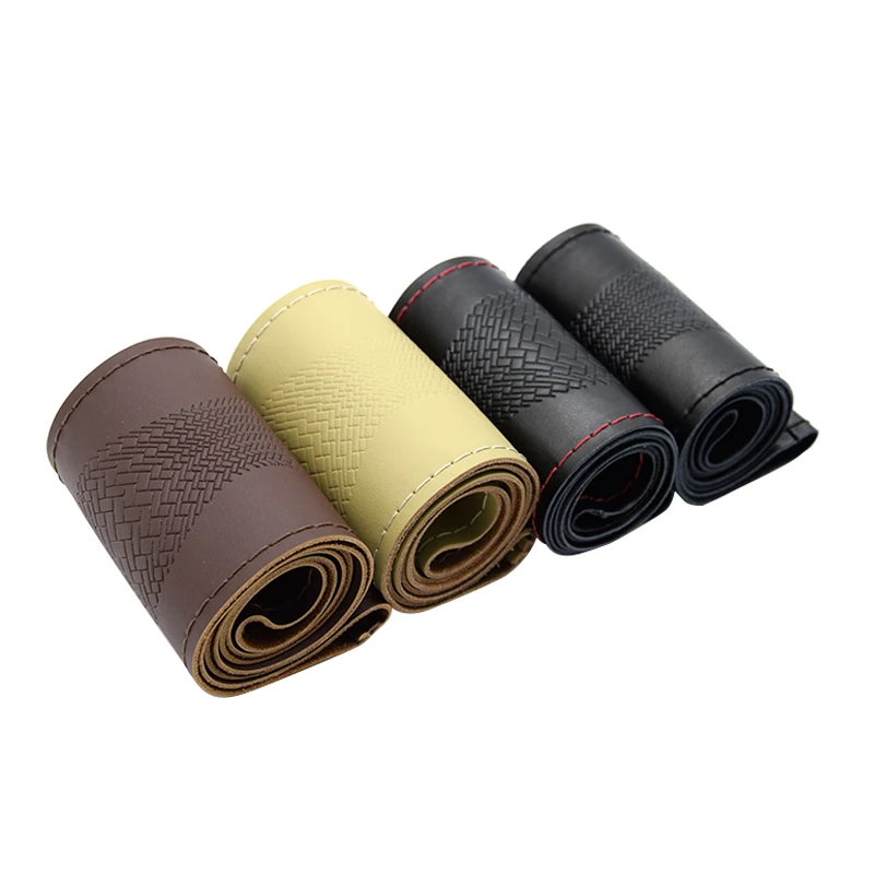 

DIY Genuine Leather Steering Wheel Cover with Needles and Thread Embossing Hand-Stitched Sewing Car Steering-Wheel Covers Cases