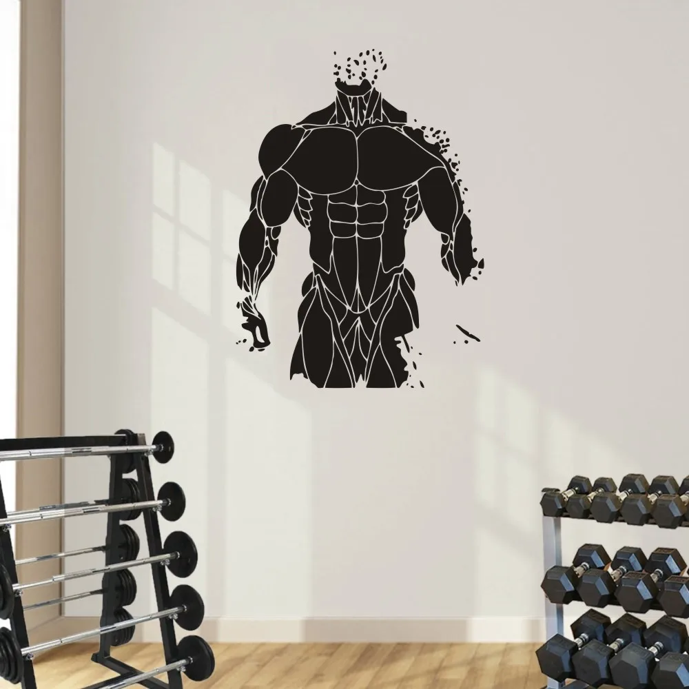 

Fitness Gym Muscles Wall Decal Athletic Sport Power Wall Vinyl Sticker Bodybuilding Home Decor Wall Art Mural NY-144
