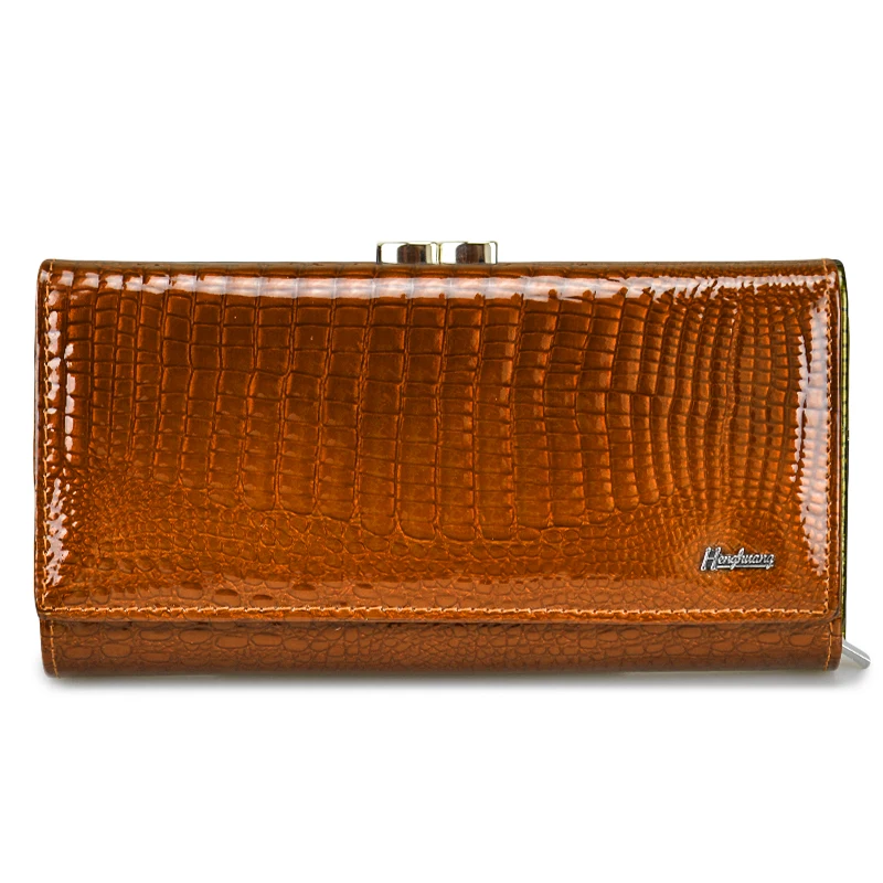 orange HH из натуральной кожи Для женщин кошелек аллигатора длинные Hasp молнии бумажник дамы клатч кошелек новые женские роскошные Coin Кошельки - Цвет: orange