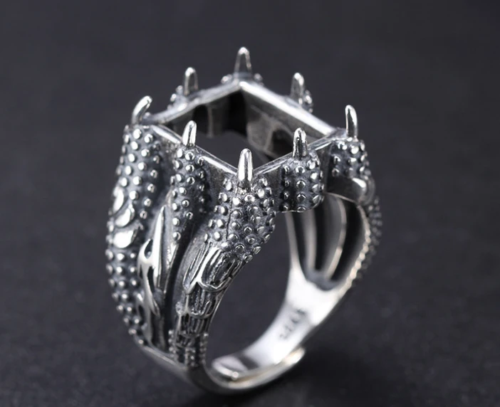

12*14mm 925 STERLING SILVER men's Semi Mount Bases Blanks base blank Pad VINTAGE claw ring Setting set jewelry gift diy A2048
