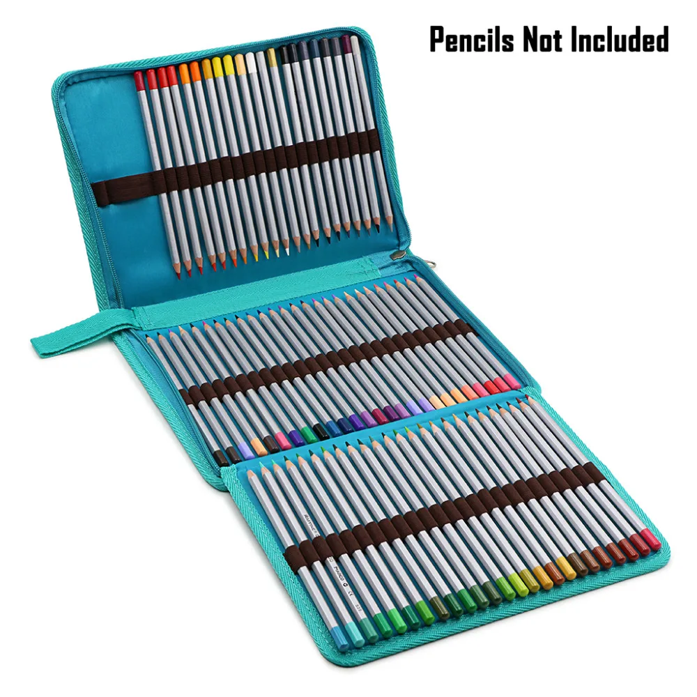 

72 Pencil Holder 3 Layers Canvas Portable School Colored Pencil Case Pen Watercolor Pencil Bag For Student Art Office Supplies